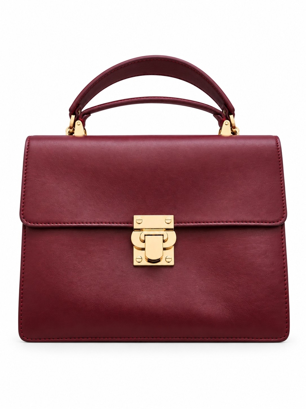 & Other Stories Maroon Top-Handle Satchel with Gold Hardware